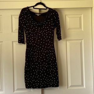 Ann Loft Black and Cream Polkadot Dress